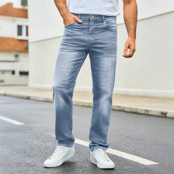 WPPGONE Jeans for Men Slim Fit Stretch Straight Leg Zipper Bootcut Button Denim Bottoms Fashion Vintage Classic Versatile Pants with Pockets