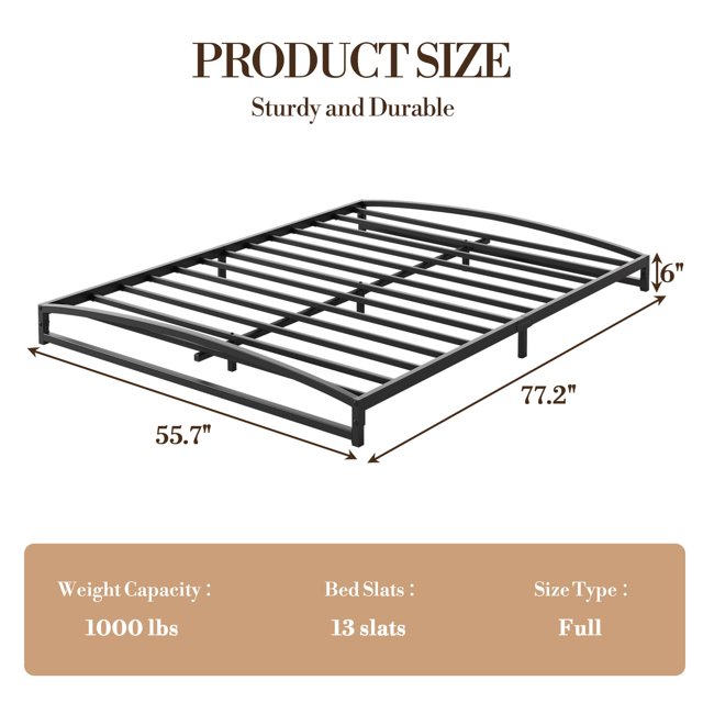 GloryStar 6 Inch Heavy Duty Metal Platform Bed Frame, Mattress Foundation with Steel Slat Support, No Box Spring Needed