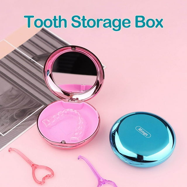 pitrice Travel Retainer Case with Mirror Mouth Guard Case Protection with Vent Holes Blue