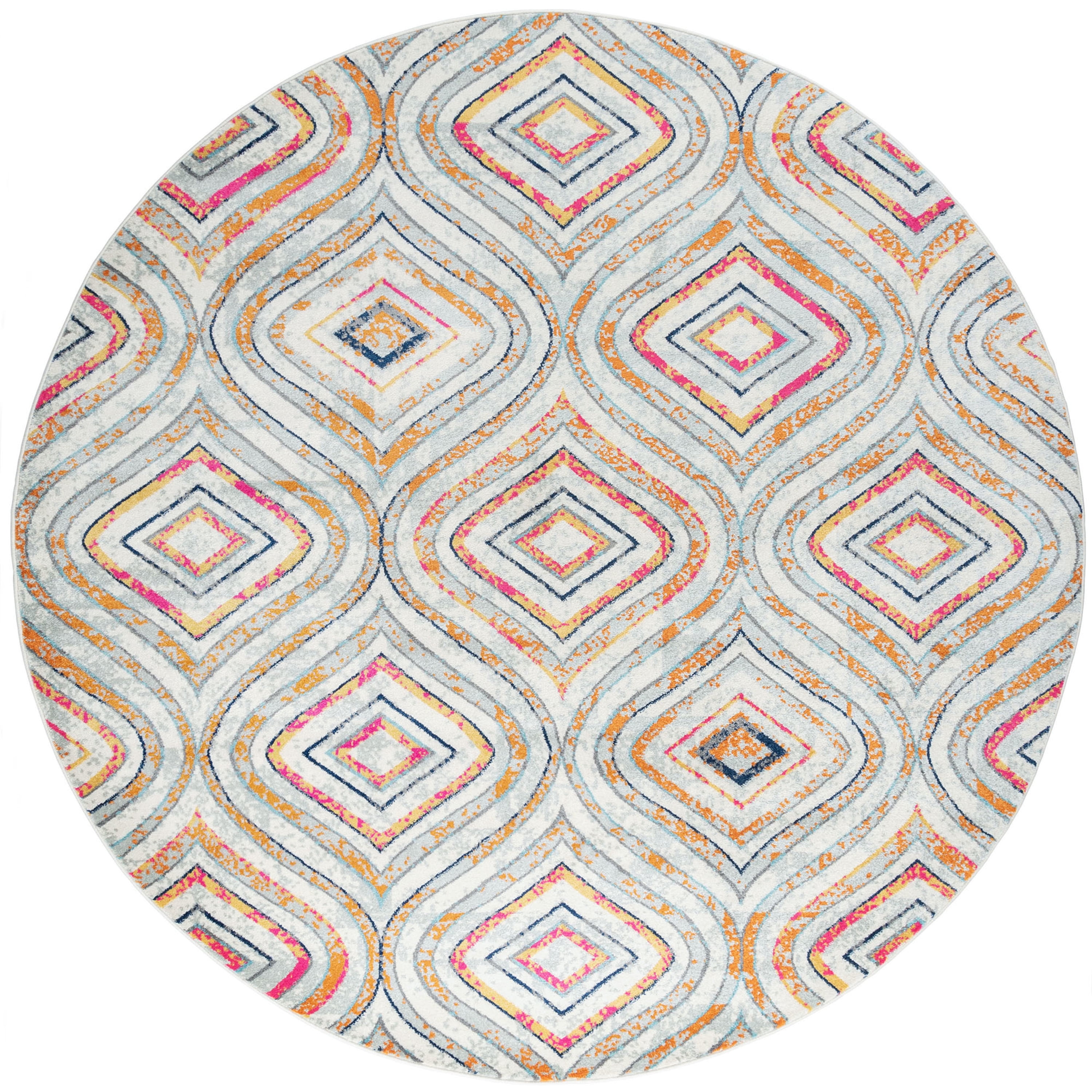 Bliss Rug Ogee Contemporary Geometric Round Rug for Living Room, Dining Room | Colorful, 5'3''Round