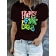 thumbnail image 1 of Happy St. Patrick'S Day Print T-shirt, Casual Short Sleeve Crew Neck Tee, Polyester Medium Stretch Geometric-pattern Women'S Clothing, 1 of 8