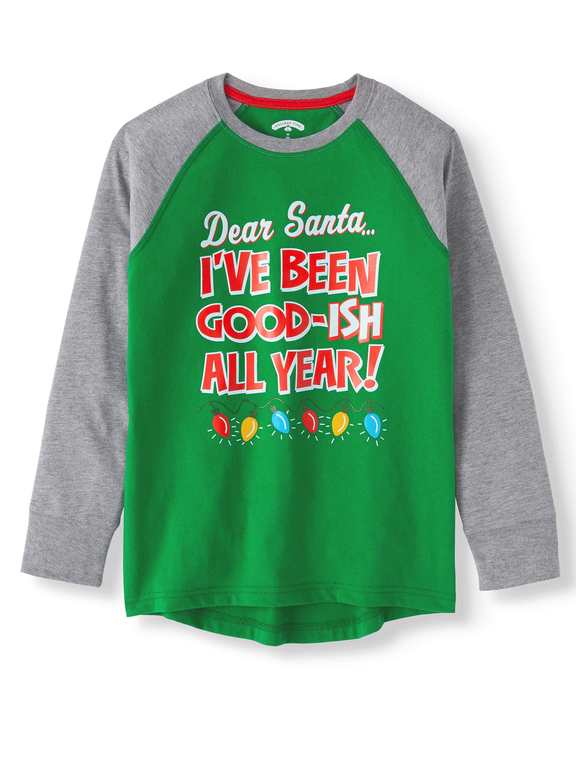 Long Sleeve Raglan Christmas Holiday Graphic T shirts Little Boys