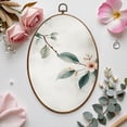 thumbnail image 7 of Canvas Wall Art Branches Leaves Flower Petals Buds Watercolor Technique Detailed Oval Framed Canvas Prints Vintage Wall Hanging Decor for Home Office Decorations 8.6"x11.4", 7 of 7
