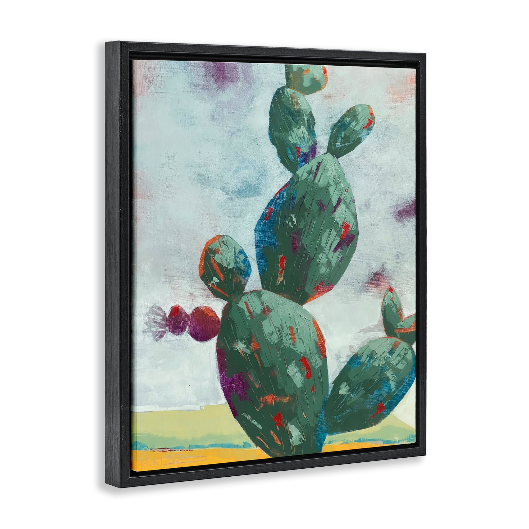 Stand Tall Rounded Cacti Black Framed Floater Canvas Wall Art, design by Dianna Fritzler