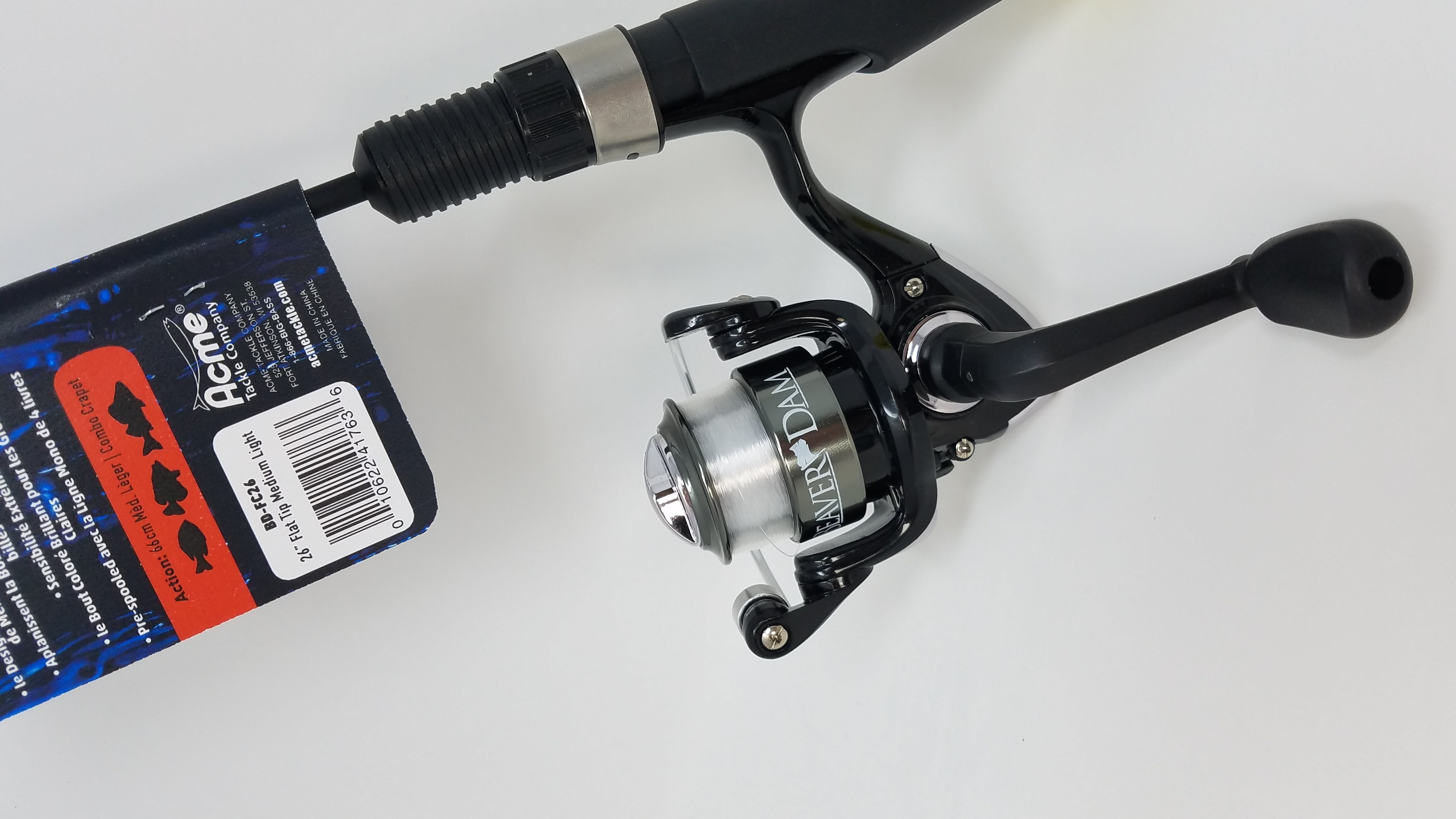 Beaver Dam BD-FC26 Fiberglass Ice Fishing Flat Tip Rod & Reel Combo, 26"