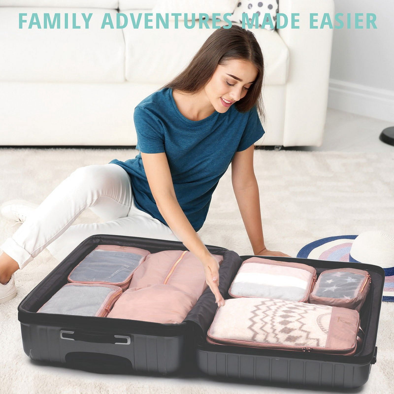 TRIPGEAR 8 Set Mesh Travel Packing Cubes,Lightweight Organizer Bags for Luggage Storage