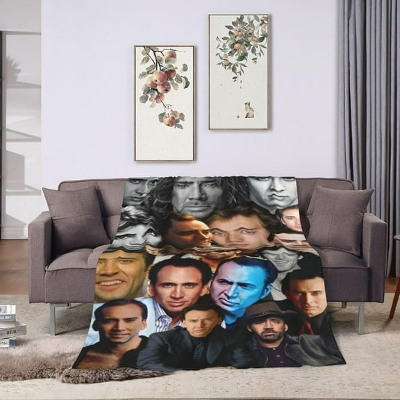 Blanket Nicolas Cage Soft and Comfortable Wool Fleece Throw Blankets Gift for Home Decoration Sofa Office car Camping Yoga Travel Home Decoration Cozy Plush Beach