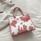 thumbnail image 2 of Bolso de mano con estampado de leopardo y vaca para mujer, grande de felpa de piel sintética Vintage, 2 of 5