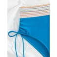 thumbnail image 6 of Women Tummy Control Swimsuits Color Block Two Piece Drawstring Bathing Suit Sky Blue M, 6 of 7