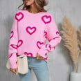 thumbnail image 4 of DailyTrove Women's Heart Print Knit Sweater, Long Sleeve, Casual Weekend & Date Wear, Soft Wool , Contrast Hem, Plus Size Friendly, 4 of 6