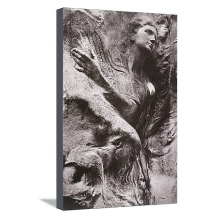Tomb Carving, Pere Lachaise Cemetery, Paris, France Stretched Canvas Print Wall Art By Simon