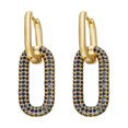 thumbnail image 1 of 1 Pair Woman Earrings Colorful Rhinestone Earring Plating Fashionable Copper Ear Jewelry Decorations for Party Present Gold Blue Crystal, 1 of 8