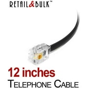 1 Foot Telephone Cable, RJ11 Male to Male 6P4C Phone Line Cord (12 inch, Black)