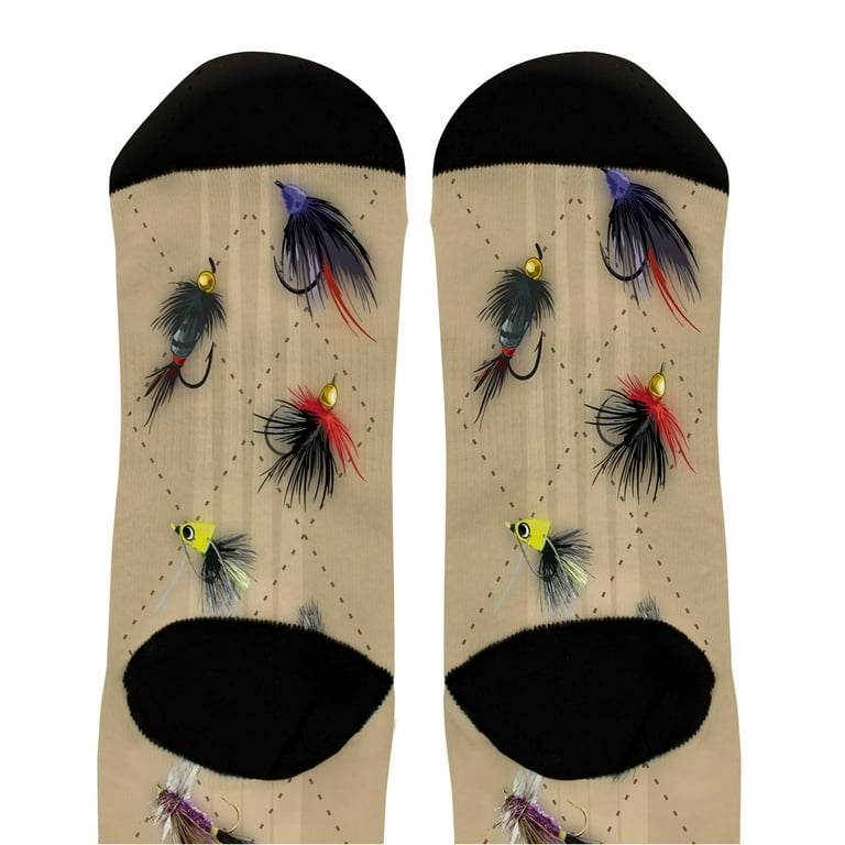 ThisWear Fishing Gifts for Men and Women Fly Fishing Accessories Fish Print  Socks 1-Pair Novelty Crew Socks 