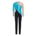 thumbnail image 4 of inlzdz Girls Dance Unitard Full Body Gymnastics Leotard Shiny Long Sleeve Figure Ice Skating Jumpsuit Light Blue 10, 4 of 6