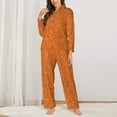 thumbnail image 3 of Bingfone Womens Pajama Sets Orange Glitter Print,Long Sleeve Loungewear Pajamas Set-Small, 3 of 9