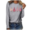 thumbnail image 4 of VgaVtl Long Sleeve T-Shirts Womens Plus Size Cotton Christmas Womens Shirts Holiday Casual Christmas Tree Layering Tops,Gray 3XL, 4 of 5