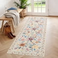 thumbnail image 3 of Washable Runner Rug Non Slip, 2x6ft Ultra Soft Low Pile Boho Floral Carpet for Living Room Bedroom, Polyester with TPR Backing, 3 of 6