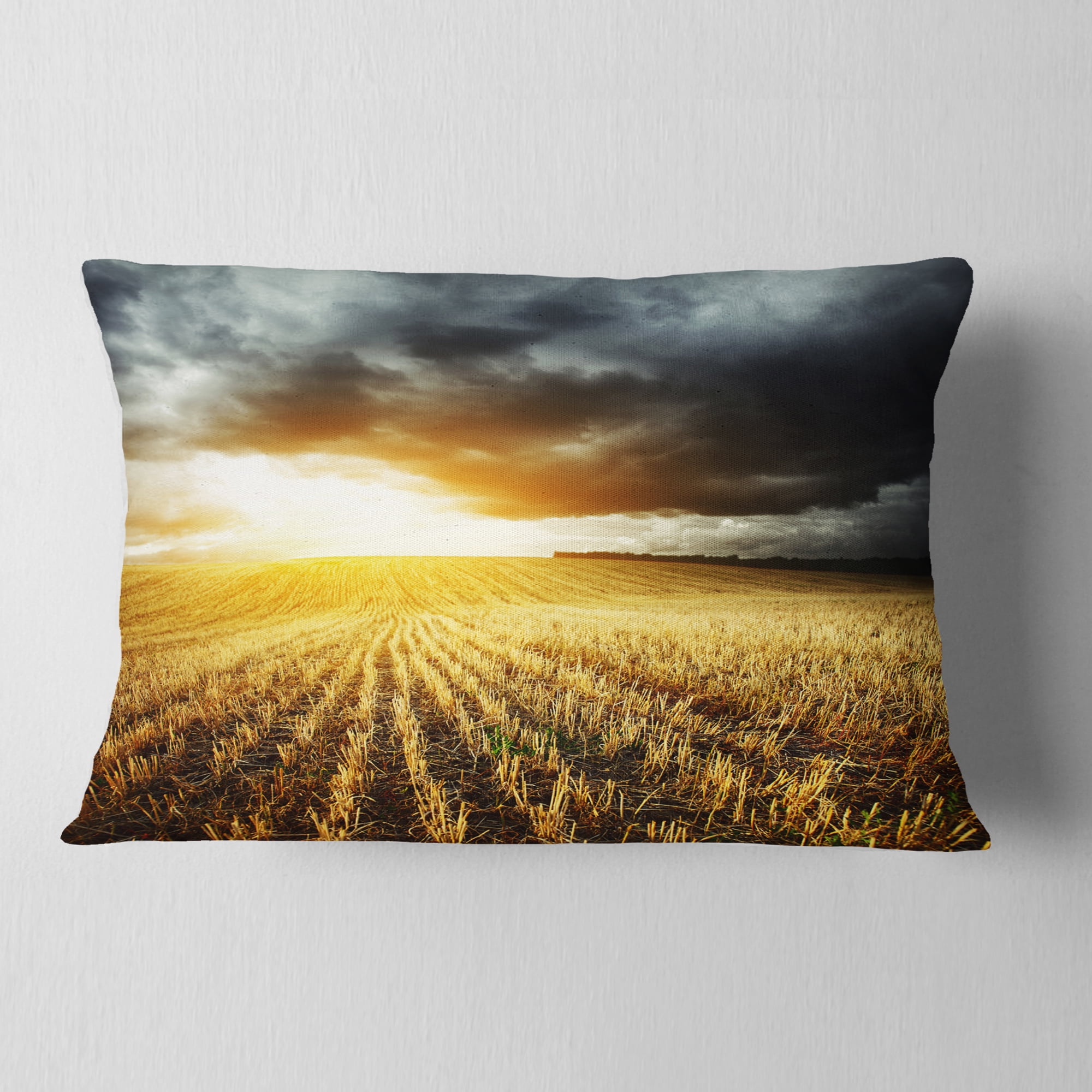Designart 12" x 20" Yellow Polyester Throw Pillow