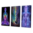 thumbnail image 3 of Designart "Meditation Neon" Robot Wall Art Set Of 3 - Modern Purple Gallery Wall Set For Home Decor, 3 of 6