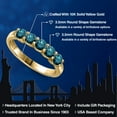 thumbnail image 2 of Gem Stone King 10K Yellow Gold Blue Diamond Wedding-Bands Ring for Women | 0.75 Cttw | Round 3.5MM | Gemstone April Birthstone | Size 8, 2 of 6
