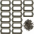 thumbnail image 1 of Dinheiro 30 Piezas Portaetiquetas de Metal para Muebles, Cajones, Armarios, Tarjetas, Placas de Nombre, Marcos con Tornillos para Escritorio, Librería, Estante, Bronce, M 70 x 33 mm, 1 of 5