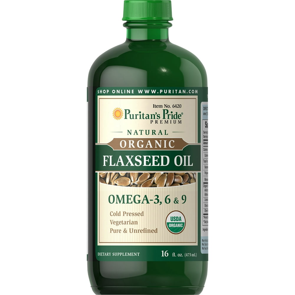Puritan's Pride Organic Liquid Flaxseed Oil 16 fl oz, Omega 369