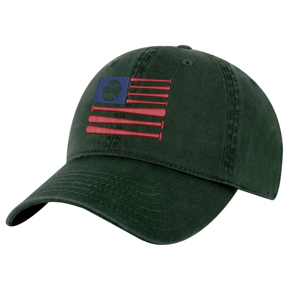 Flag Baseball Bat Hat – Patriotic Baseball Cap with Embroidered Bat Flag (AlpineGreen)