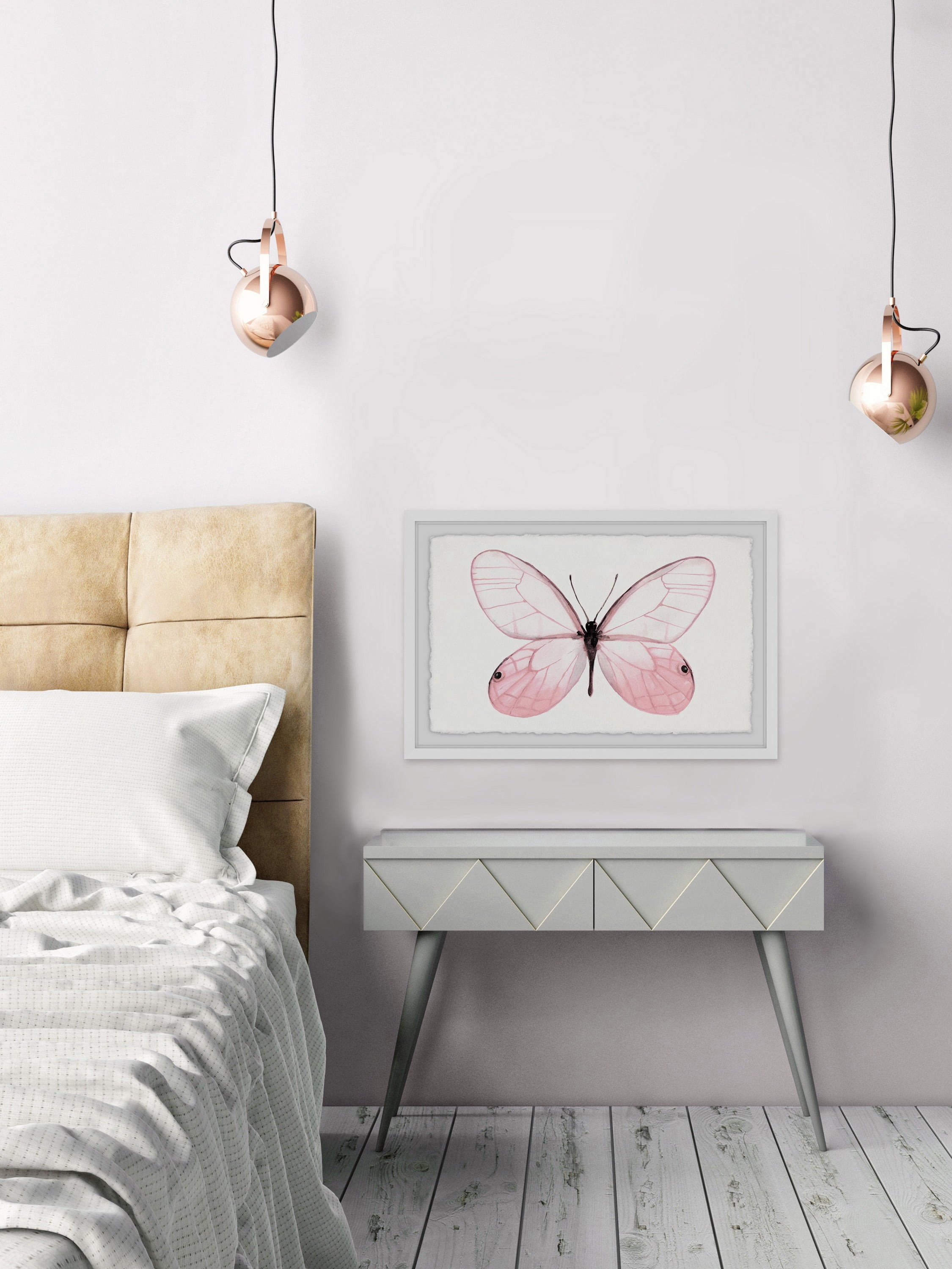 Pink Butterfly Beauty Framed Painting Print