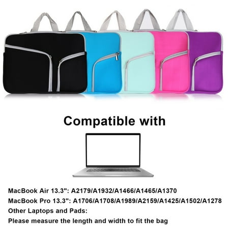 Chromebook Case, 13.3 inch Neoprene Laptop Sleeve Case Bag Handle Compatible with Acer Chromebook r11/HP Stream/Samsung Chromebook/MacBook air 11/ Surface Pro3/Pro4, Mint Green（Dark Blue）