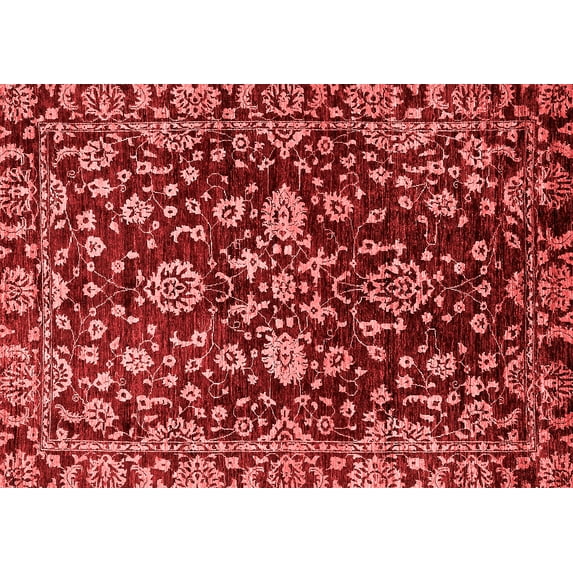 Ahgly Company Machine Washable Indoor Rectangle Abstract Red Modern Area Rugs, 2' x 3'