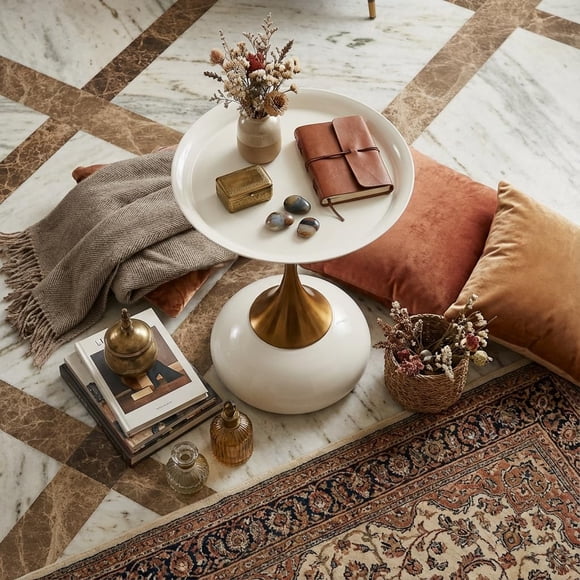 Mesa Auxiliar Sala Dorada FurnitureR Mesa de Noche Oro