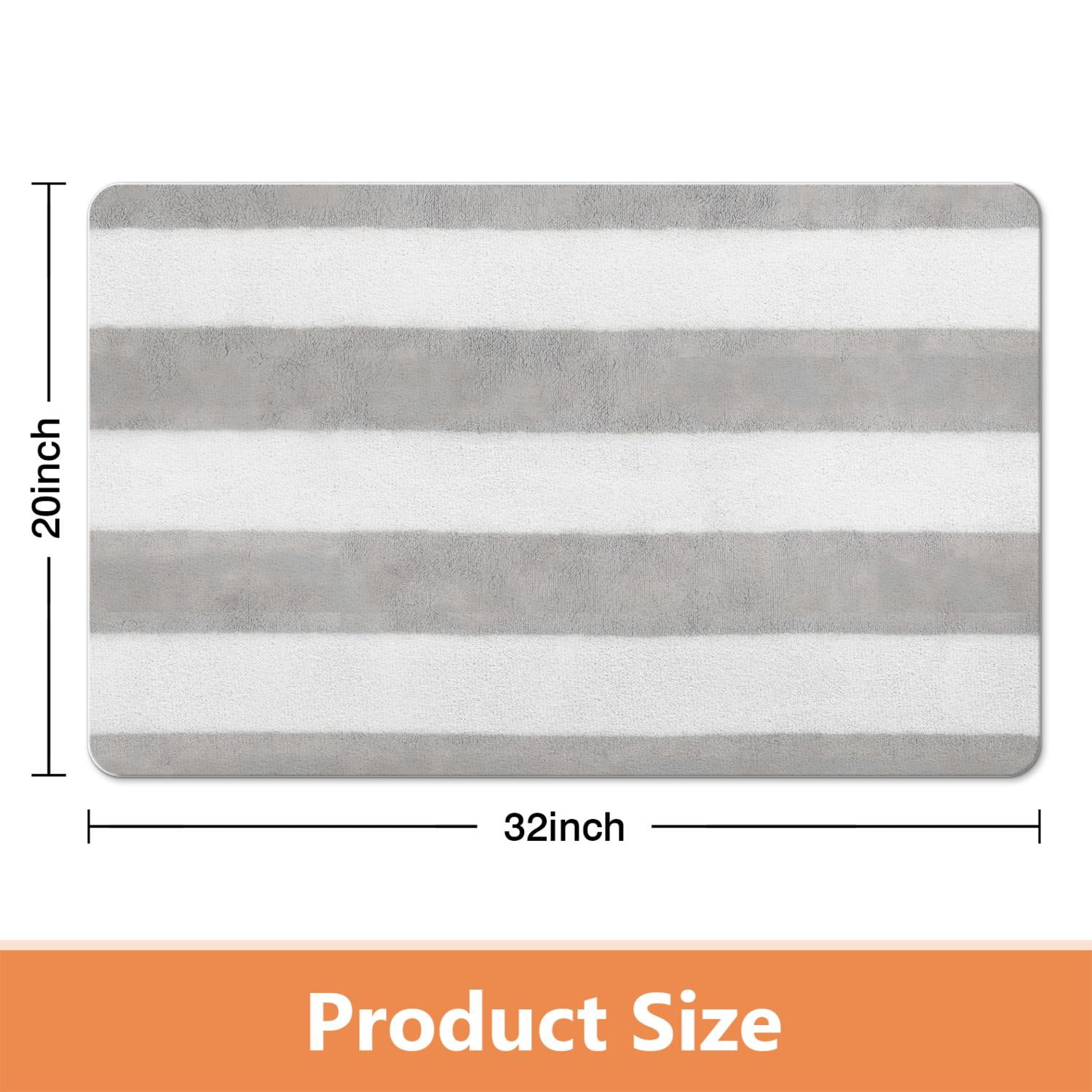 Premium Striped Microfiber Bathroom Rugs 20x32 in - Extra Thick, Super Absorbent Bath Mat, Anti-Slip for Safety, Machine Washable for Tub and Shower