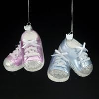 Kurt Adler Glass Baby Sneakers Ornament, 2 Assorted