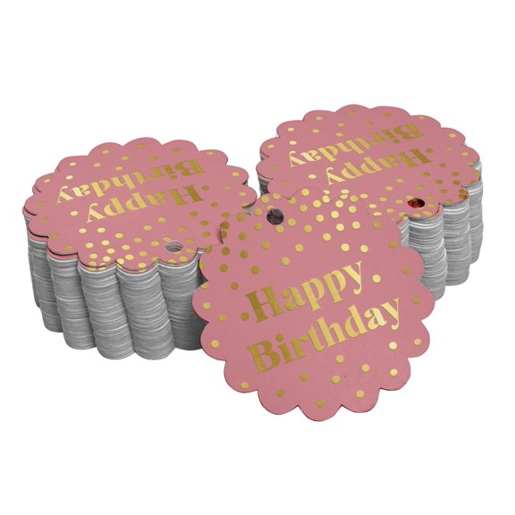 Inkdotpot Pack Of 50 Real Gold Foil Paper Tags Happy Birthday Favor Hang Tags