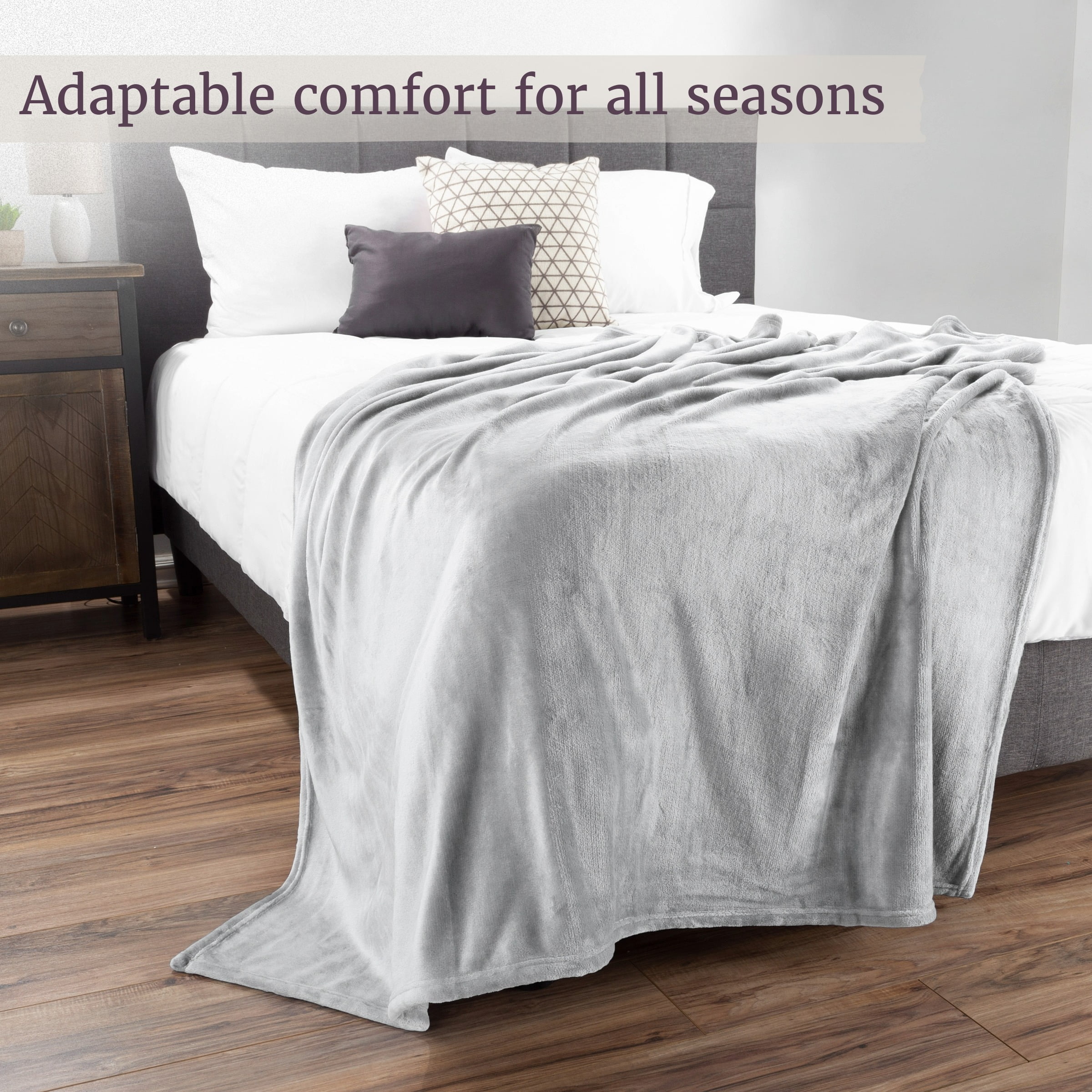 Lavish Home Lightweight Microfiber Throw Blanket for Adult (Dawn Gray)