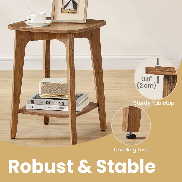 Ledrem Square Accent Table, 2-Tier Storage Side Table photo 2