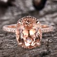 thumbnail image 2 of 11x9mm Oval 4.5 carat Morganite Engagement Ring Diamond Moissanite Wedding Ring 10k Rose Gold Filigree Retro Vintage Floral Set, 2 of 6