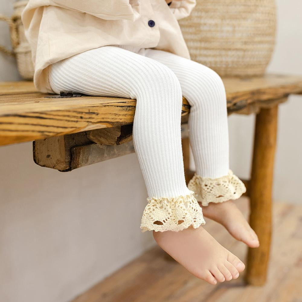 Baby & Toddler Girls Trendy Knitted White Black Footless Ankle Tights Clothes 
