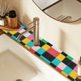 thumbnail image 2 of Yayeee Faucet Mat for Kitchen Sink 14.7" Diatomite Long Splash Guard Pad, Blue Checkered Pattern, 2 of 7