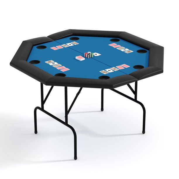 Yeshouse mesa de póker plegable octogonal de 47" para 8 jugadores, con portavasos y rieles acolchados resistentes al agua, mesa portátil ideal para juegos de cartas y noches de juegos en casa