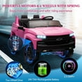 thumbnail image 4 of Towallmark 24V 2-Seater Truck Licensed Chevrolet Silverado Ride On Car Toy w/Parent Remote Control,4xSpring Suspension, 3 Speeds, Wireless Music, MP3 Player, Electric Vehicle Car for Kids, Pink, 4 of 6