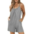 thumbnail image 3 of lcziwo Womens Casual Sleeveless Romper Loose Spaghetti Strap Shorts Jumpsuit 2025 Summer Backless Overalls with Pockets Fashion Beach Outfits Limited Time Sale, 3 of 8