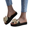 thumbnail image 5 of Viluyesy Womens Slide Sandals, Open Toe Floral Bow Slip On Casual Beach Flatform Slippers Green, 5 of 9