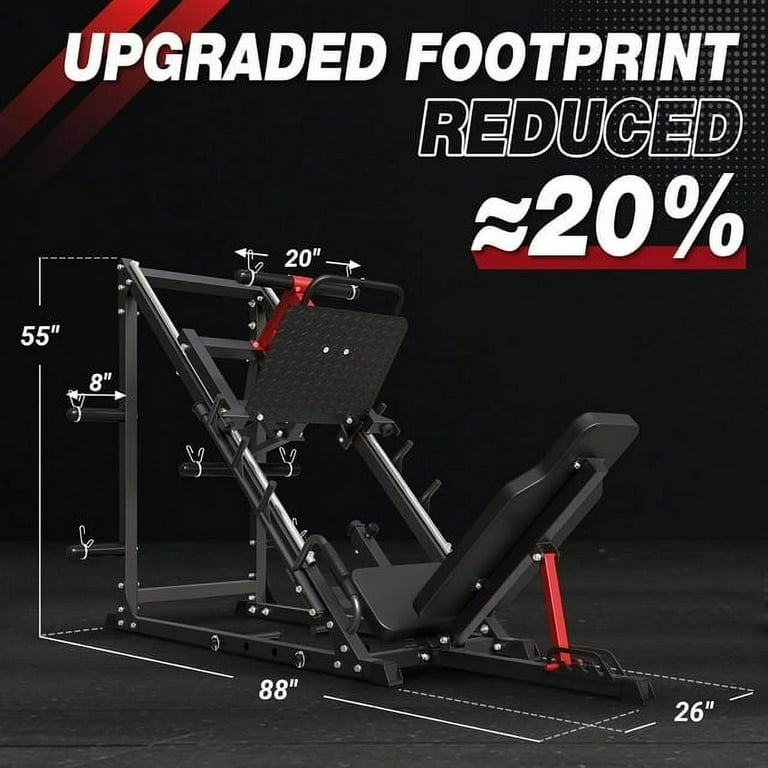 Syedee Home Gym Exercise Leg Press Machine 1500LBS Capacity Adjustable with Resistance Band Pegs and Plate Storages Walmart