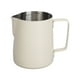 thumbnail image 1 of Taza de flores de acero inoxidable, taza de espuma artística con boca puntiaguda, jarra para hacer espuma de café para el hogar, cafetería, 350ML, color blanco, 1 of 14