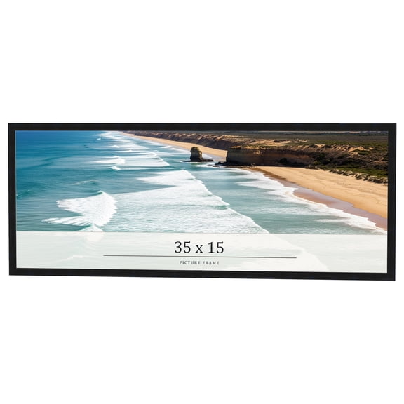 35x15 Frame Black Real Wood Picture Frame Width 0.75 inches | Interior Frame Depth 0.5 inches |