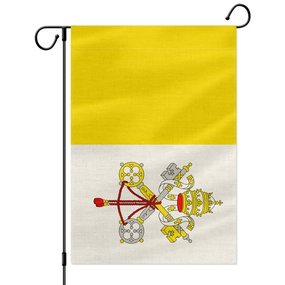 PTEROSAUR Vatican Garden Flag, Vatican City State National Flag, 12.5x18 inch Double Sided Burlap for House Yard Lawn Indoor Outdoor Decor