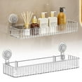 thumbnail image 2 of No-Drill Suction Cup Wall-Mounted Storage Rack, Transparent, 40*13 Cm， for Bathroom Storage Home Decor & Kitchen No Drilling Large Capacity Removable and Reusable Shower Shelves for Inside., 2 of 5