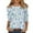 #279 Blue, variant on USOCUTE Womens 3/4 Sleeve Tops Cotton Floral Print Shirts Summer Crew Neck T Shirts 2024 Three Quarter Length Tees Beige L